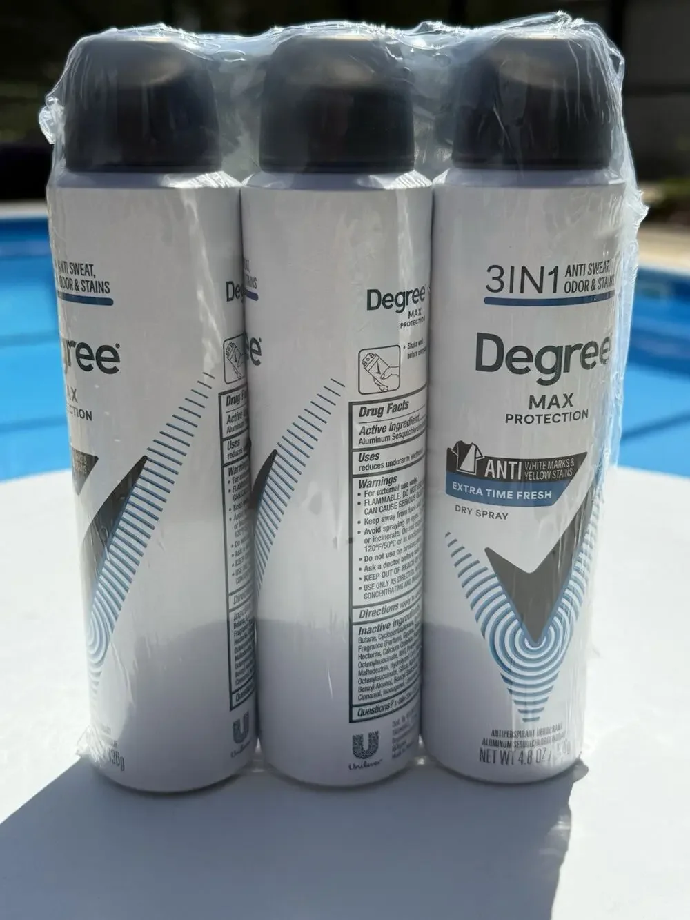 (3) Degree Men's Max Protection 3 in 1 Extra Fresh Dry Spray 4.8oz Each 01/2028
